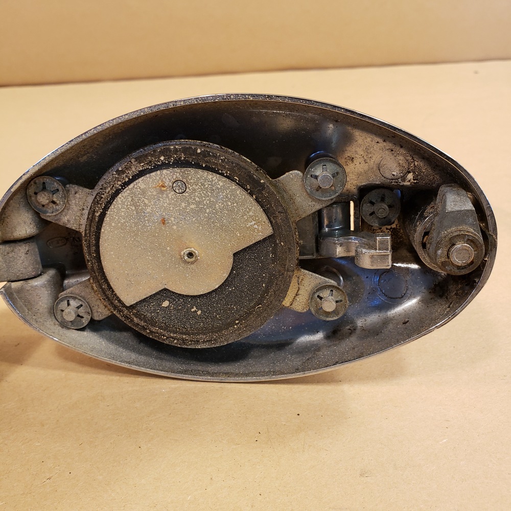 84-87 Jaguar XJ6 Series III Right Passenger Side Fuel Filler Door Cap Chrome OEM
