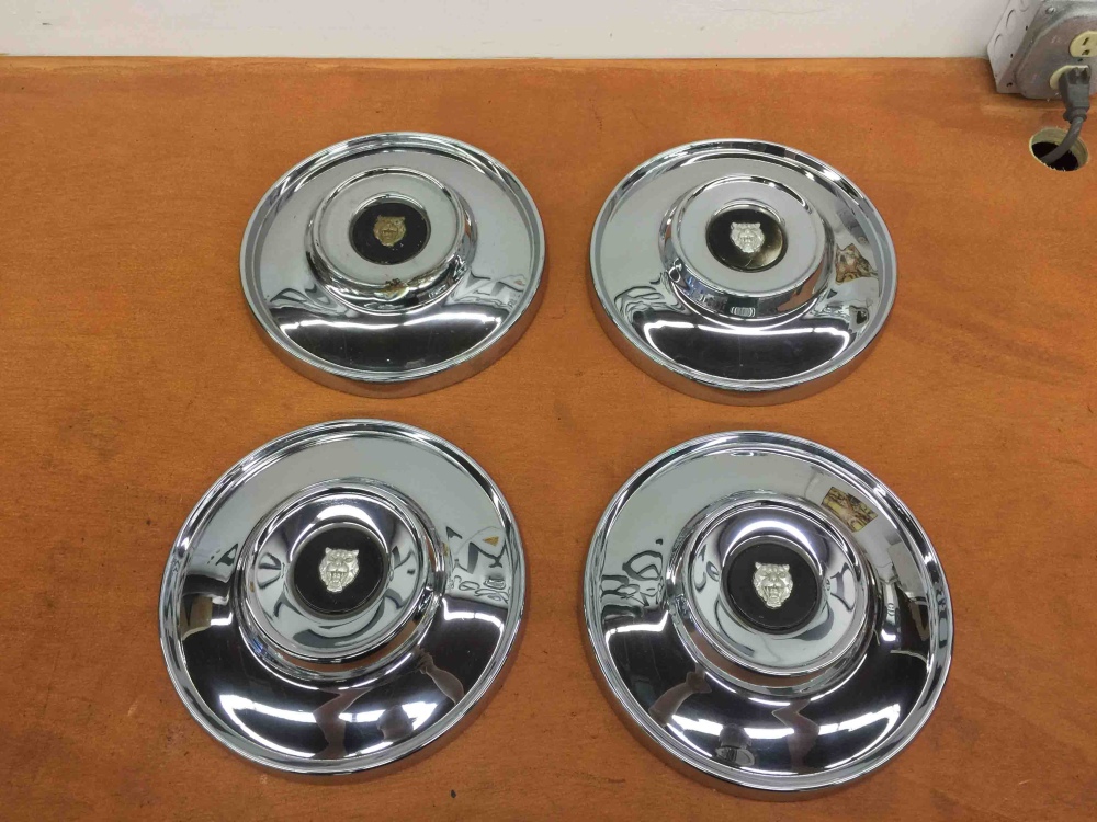 JAGUAR 9 1.8 INCH DOG DISH POVERTY HUBCAPS HUB CAPS NICE USED SET For